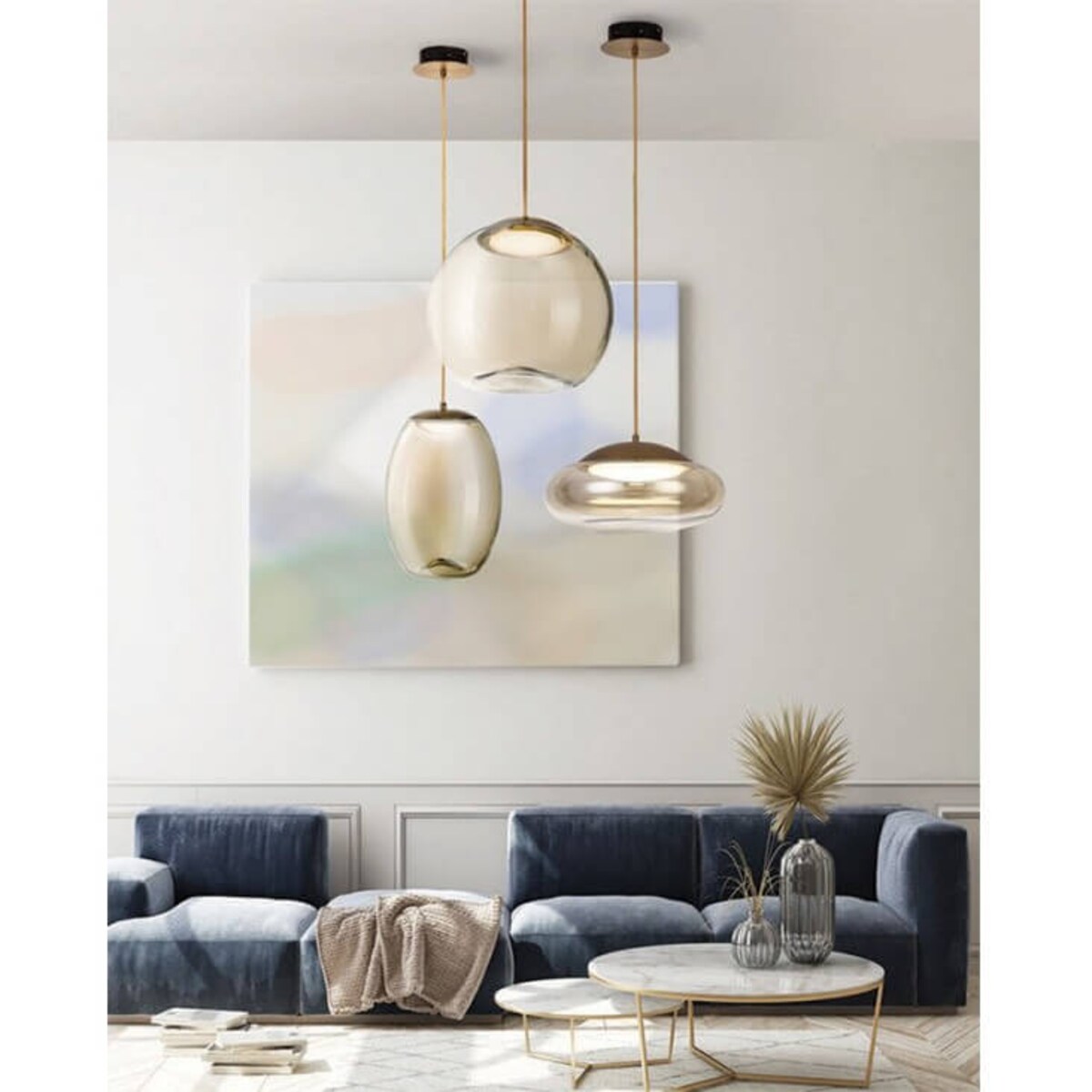 Skandynawska lampa wisząca Helena LED 23W do holu mosiądz