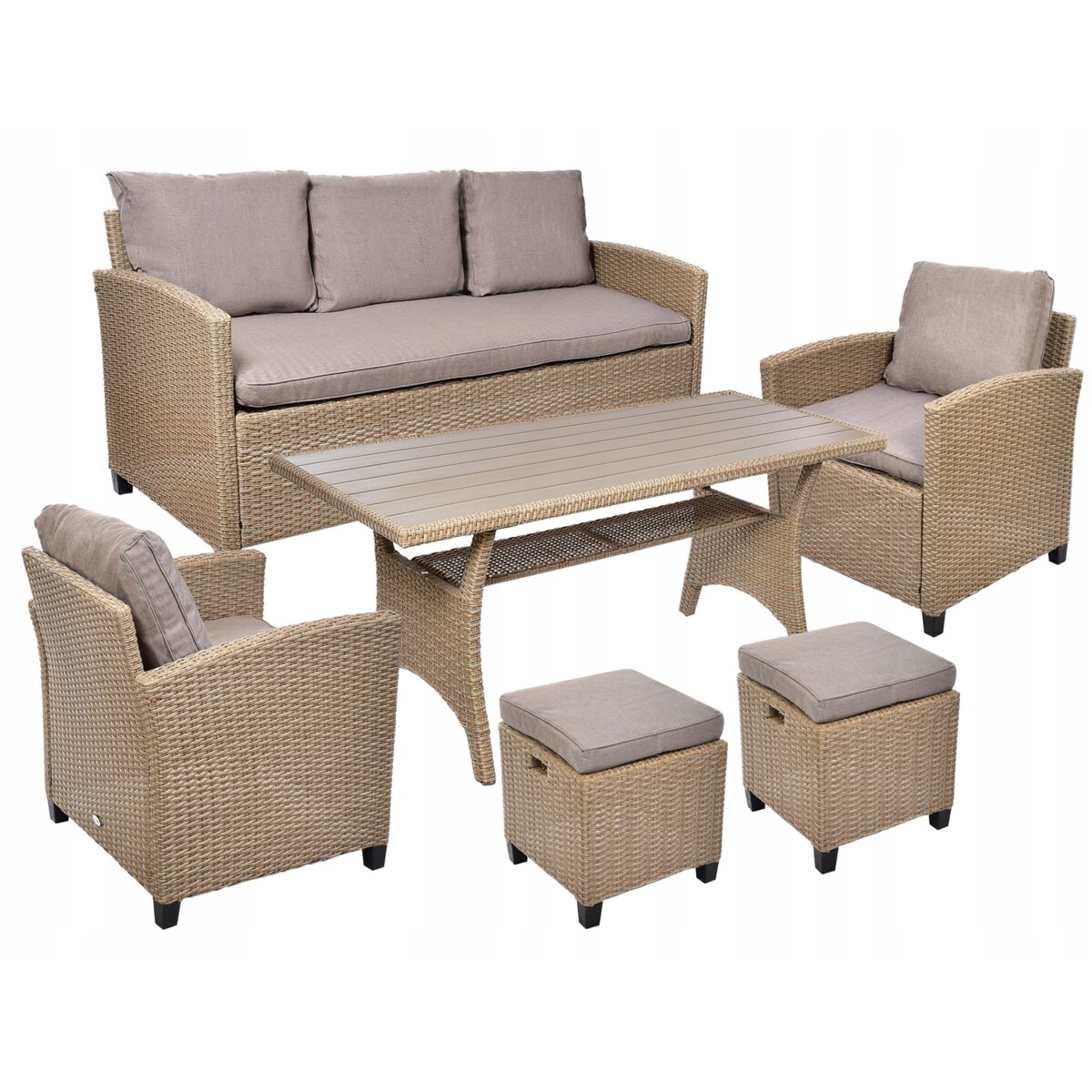 Zestaw Mebli Ogrodowych Technorattan Stół Sofa Fotel Komplet Wypoczynkowy Milano