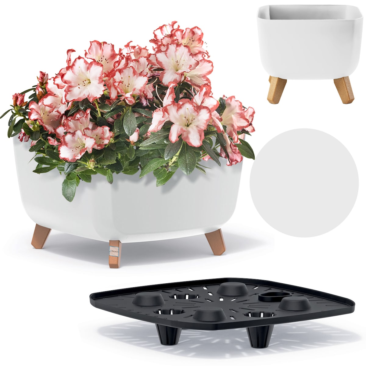 Doniczka Donica Ogrodowa 39 Cm Na Nóżkach Dekoracyjna Biała