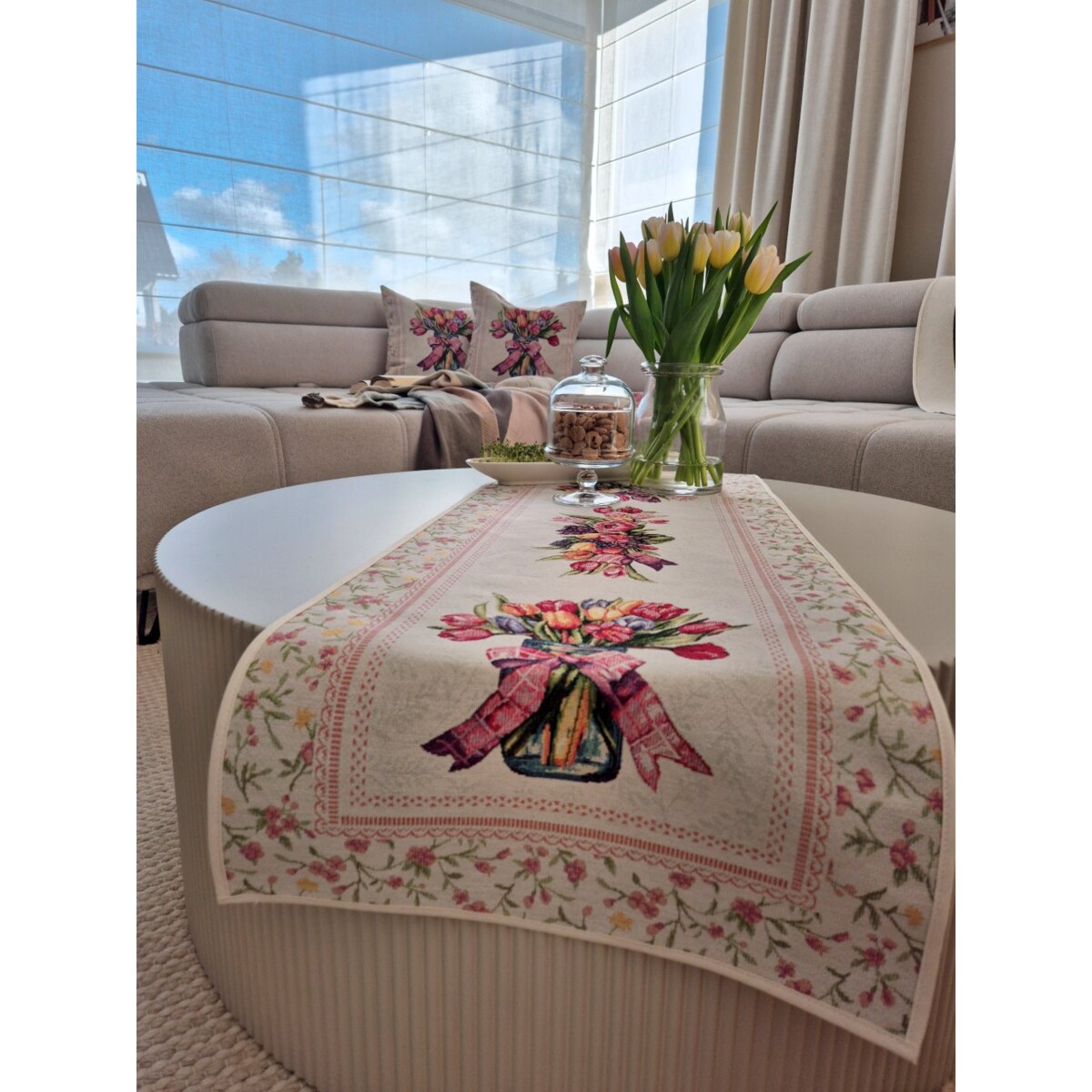 Bieżnik Na Stół Ozdobny Dekoracyjny 40X100 Cm Tulipany