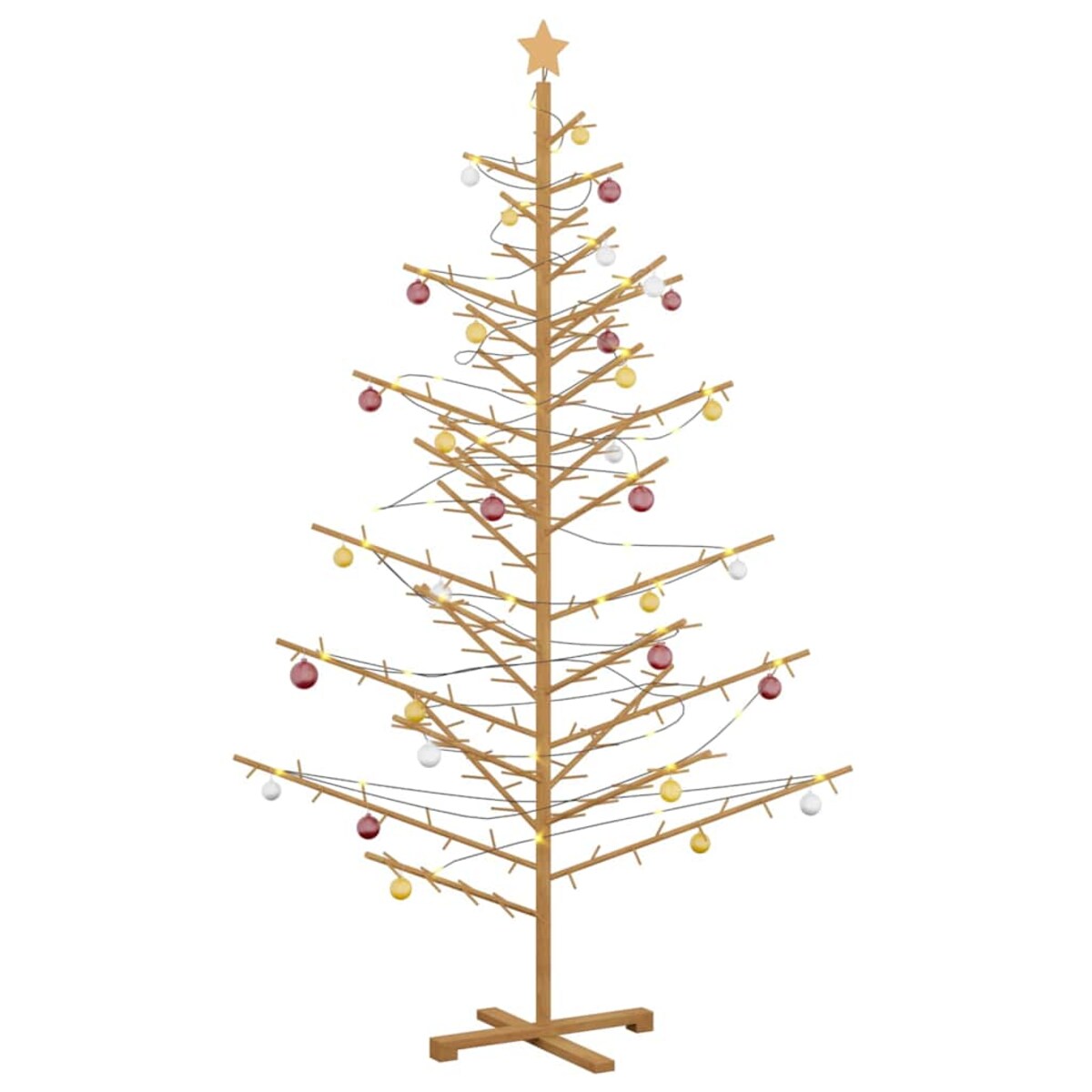 vidaXL Drewniana choinka z podstawą Brązowy 210 cm Lite drewno sosnowe