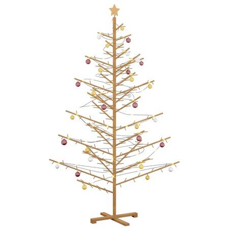 vidaXL Drewniana choinka z podstawą Brązowy 210 cm Lite drewno sosnowe
