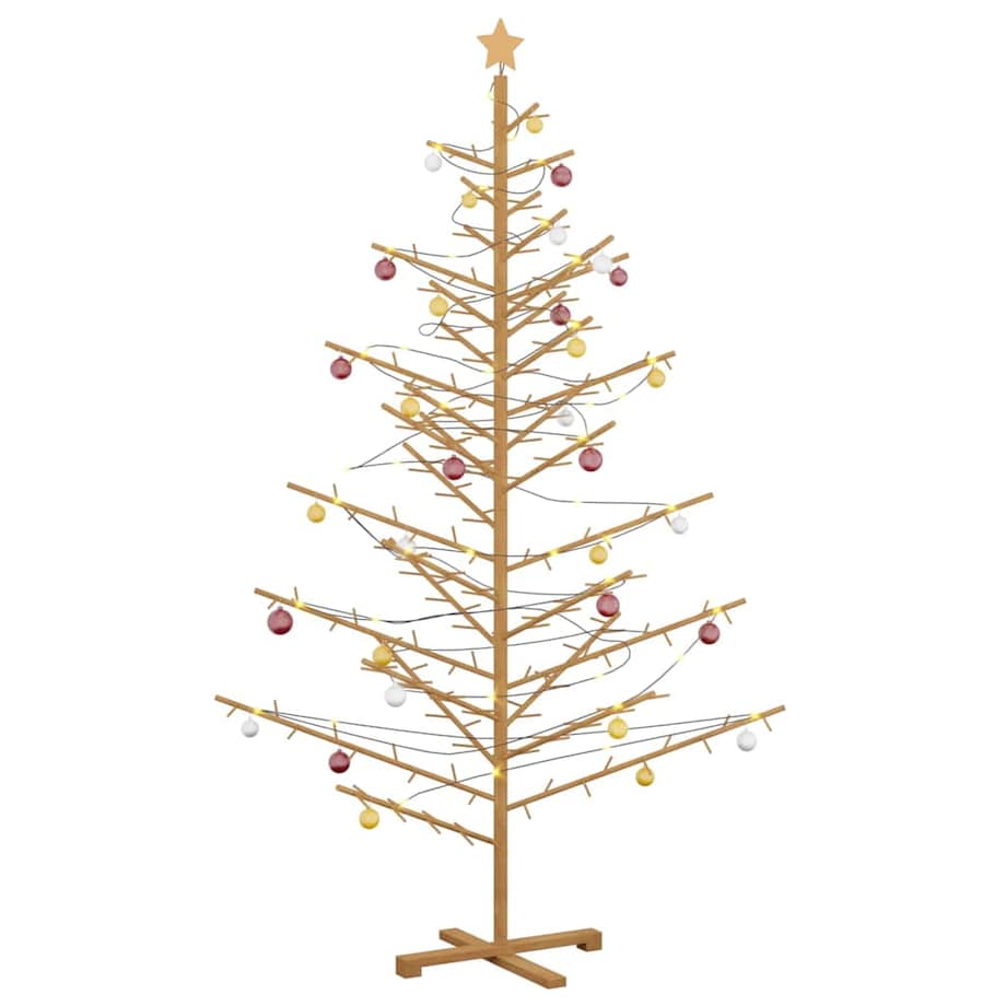 vidaXL Drewniana choinka z podstawą Brązowy 210 cm Lite drewno sosnowe
