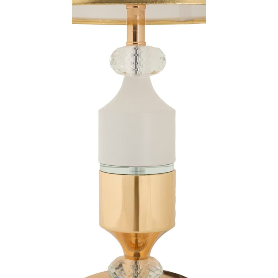 Lampa stołowa Gipsy, kolor złoty i biały, żelazo i tkanina, 30 x 30 x 52 cm, 1 x E27, styl glamour, do salonu i sypialni, Mauro Ferretti