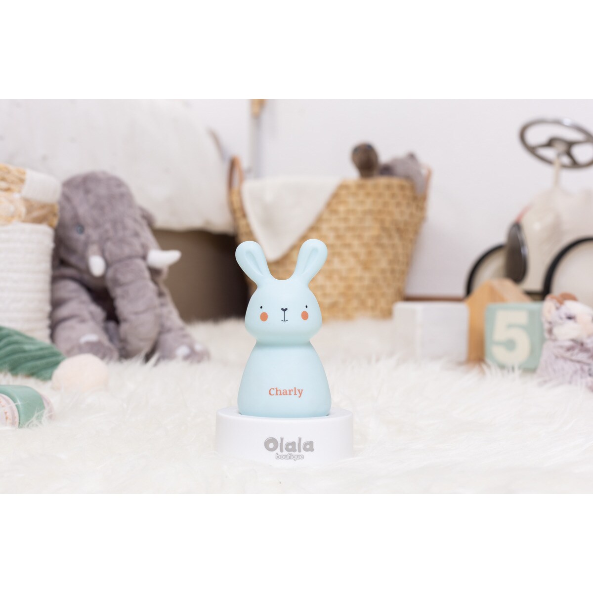 Lampka nocna LED - OLALA - Króliczek Charly - niebieski
