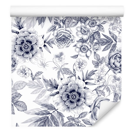 Tapeta kwiaty i liście w stylu vintage