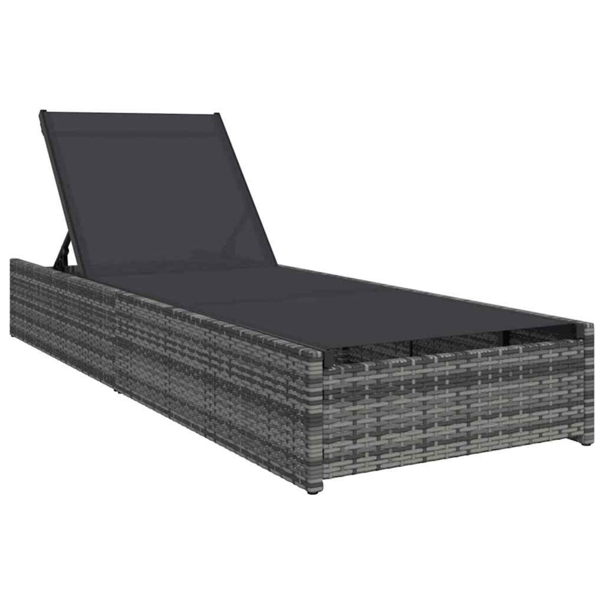 vidaXL Leżak z poduszką 1-osoba Szary 60 x 200 x 27cm polirattan