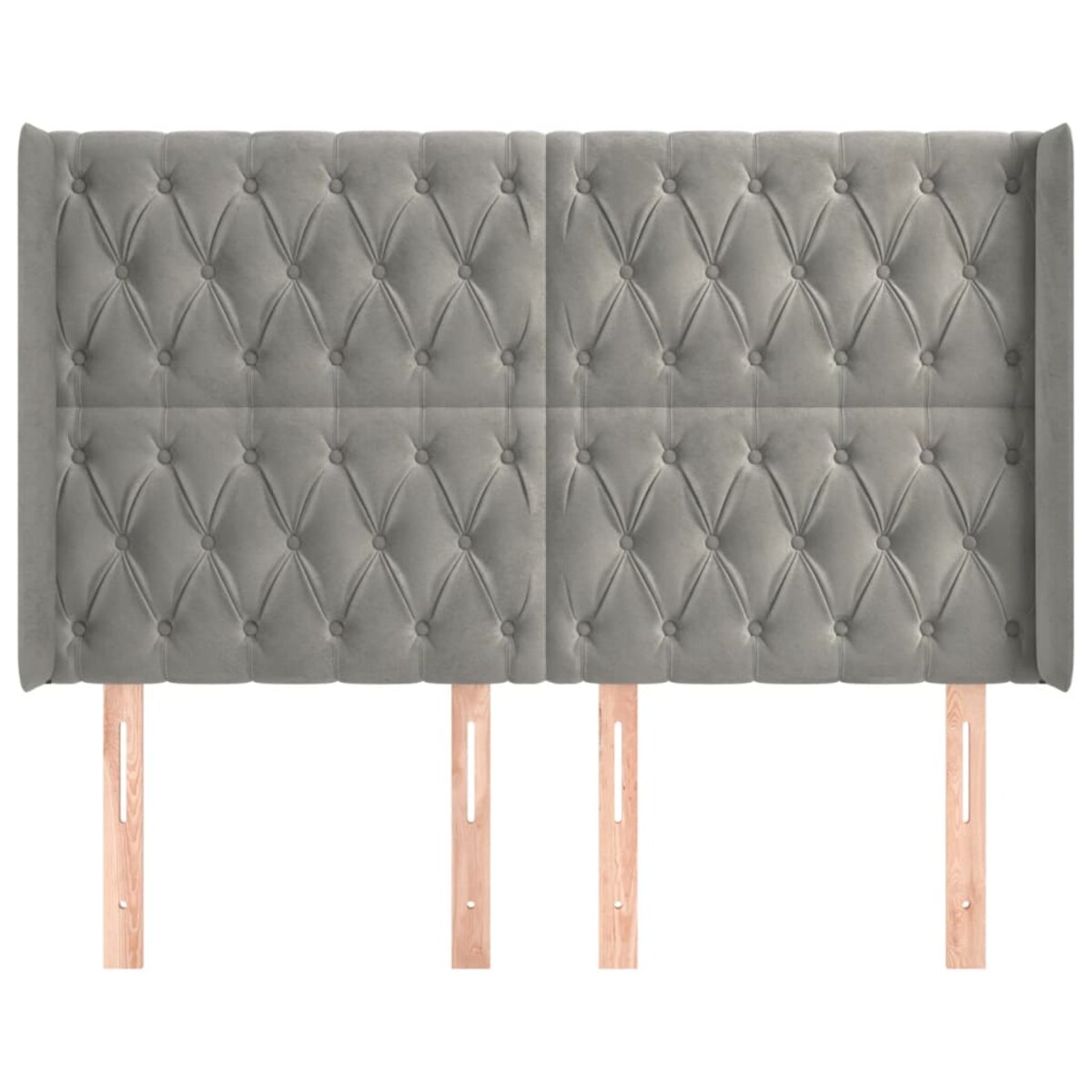 vidaXL Zagłówek uszak, jasnoszary, 147x16x118/128 cm, aksamit