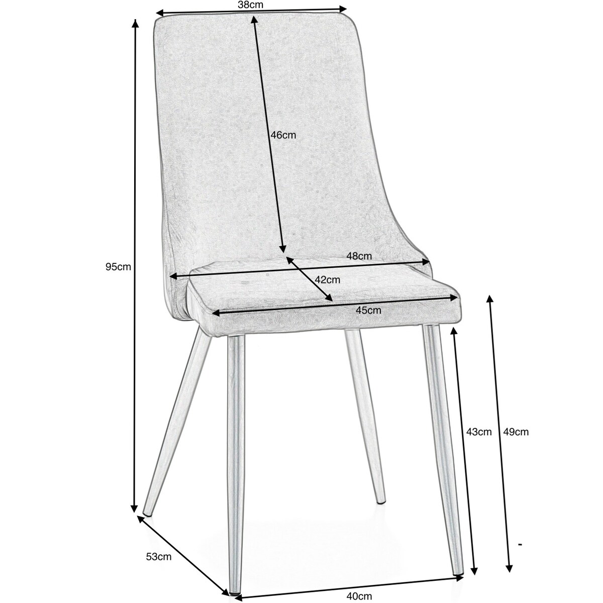 Krzesło tapicerowane welurowe do salonu jadalni UNO granatowe
