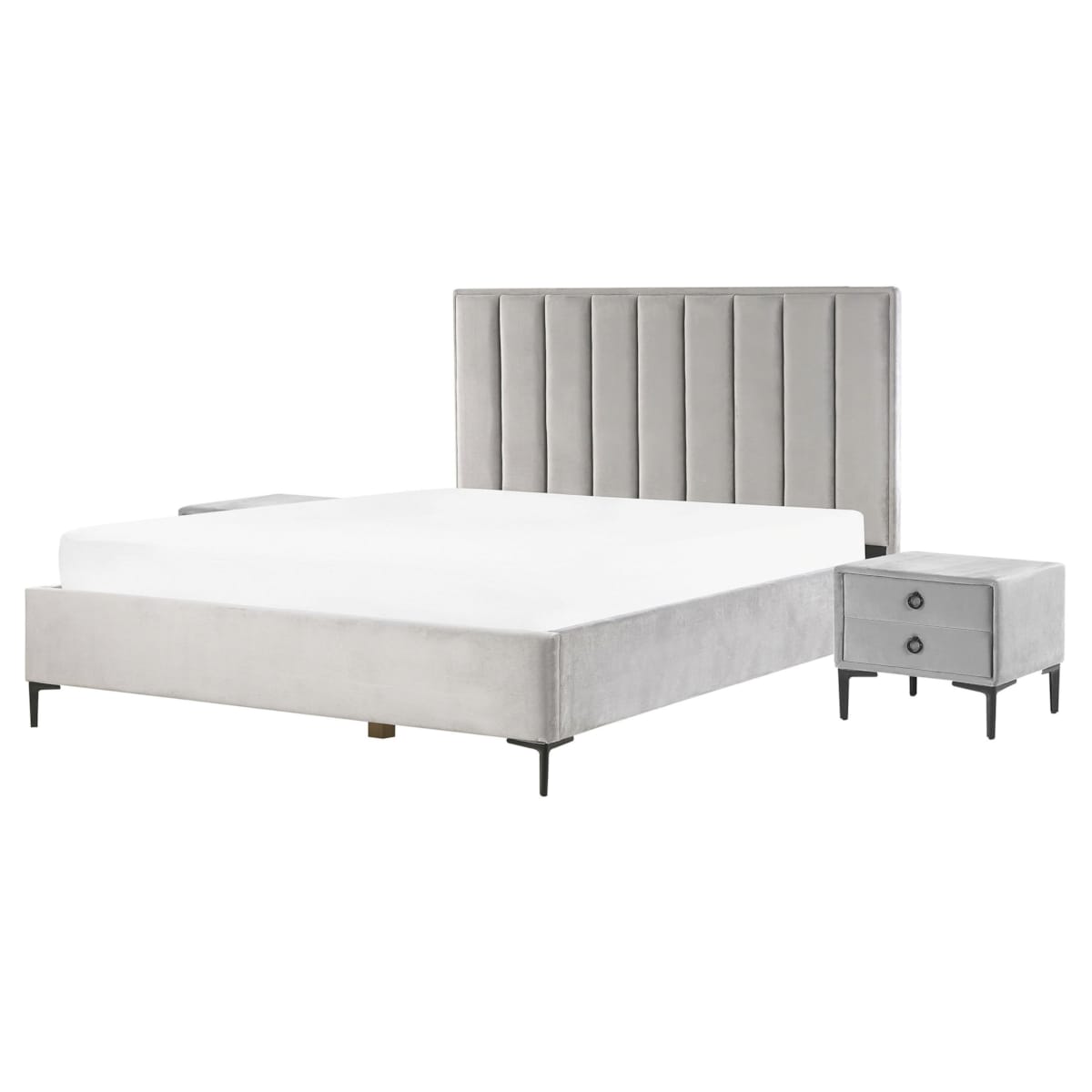 Zestaw do sypialni Welur SEZANNE 160 x 200 cm Jasnoszary