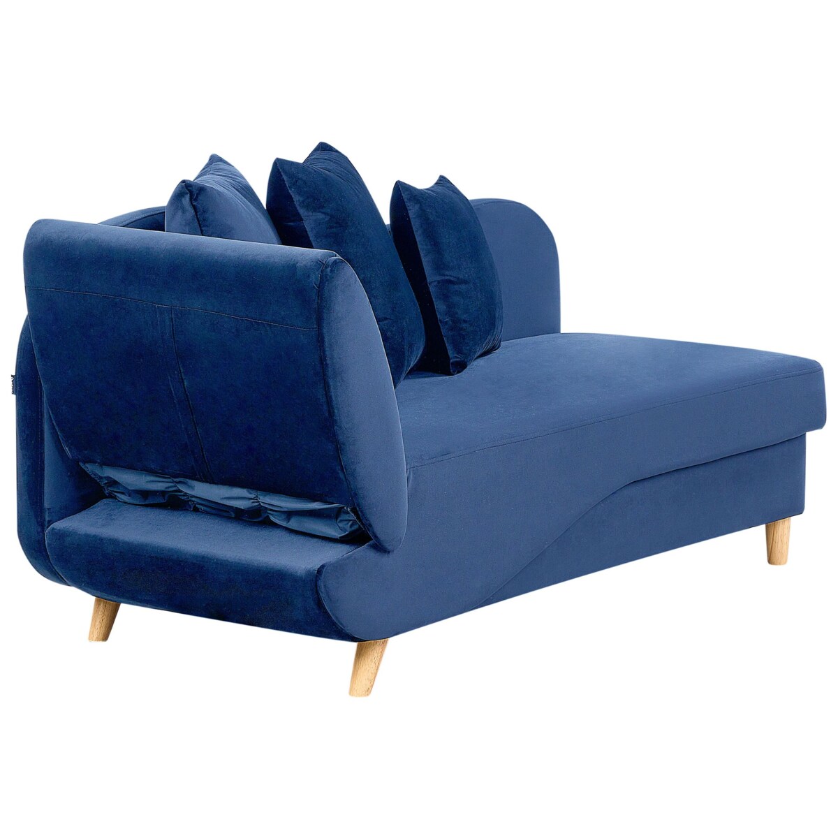 Szezlong welurowy z pojemnikiem lewostronny niebieski MERI II