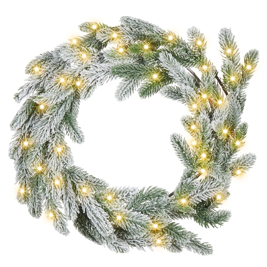 Ośnieżony wieniec świąteczny LED ALBINI Zielony 45 cm