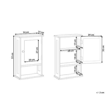 Szafka łazienkowa wisząca z lustrem HUILA 34 cm 53 cm Biały