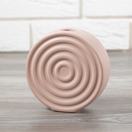 WAZON CIRCLE na różę CERAMICZNY różowy śr. 12cm