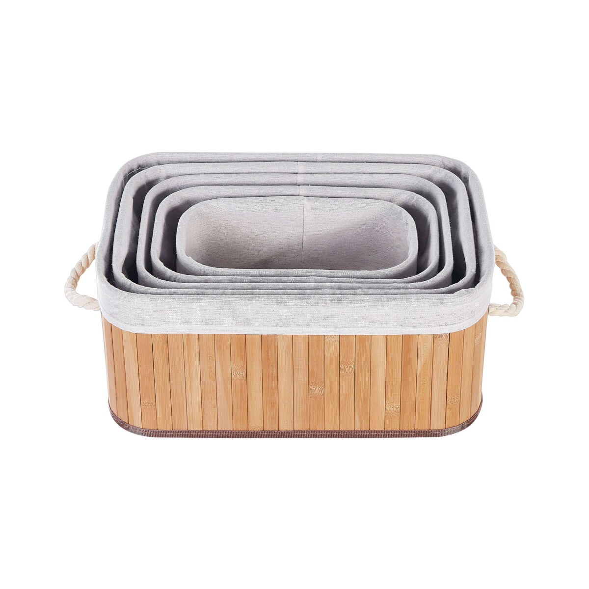 Zestaw 5 koszy bambusowych jasne drewno TALPE