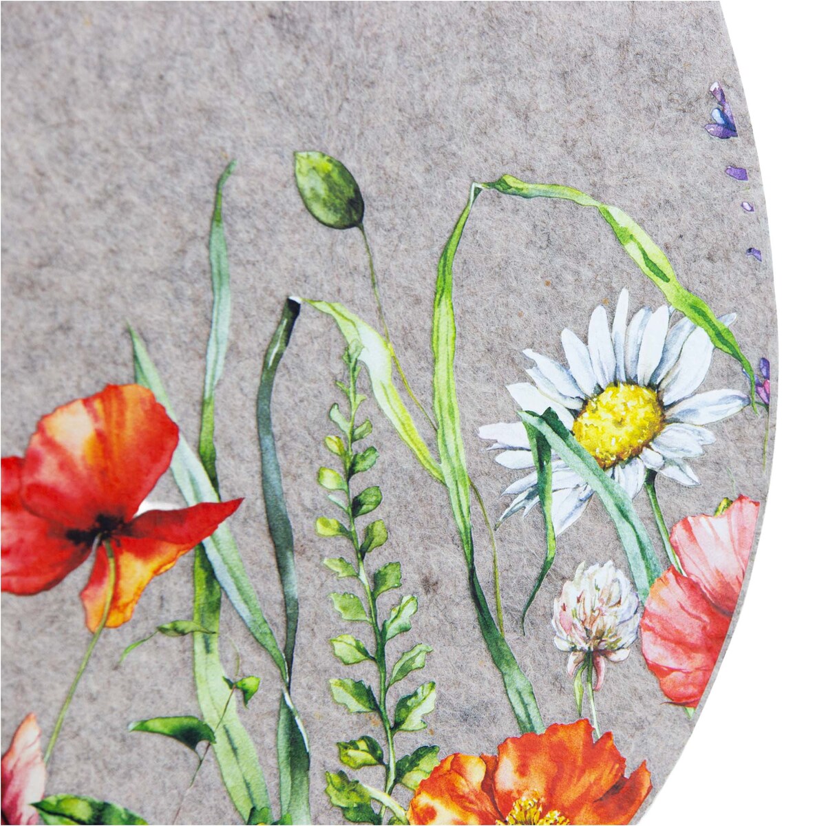 Podkładka Filcowa Wielkanocna Pisanka Na Stół Dekoracyjna Ozdobna Kwiaty Jasnoszara 40X31,5 Cm