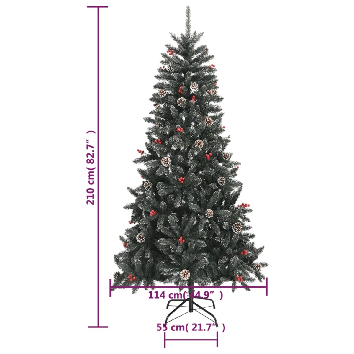 vidaXL Sztuczna choinka ze stojakiem, zielona, 210 cm, PVC