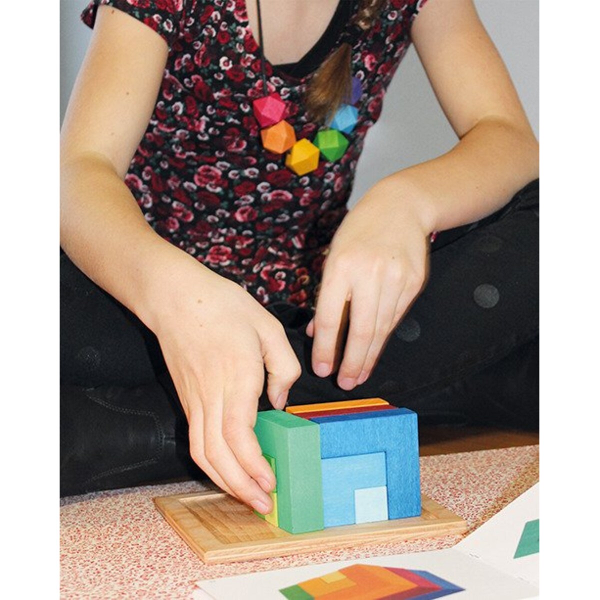 Układanka Kwadrat kreatywności dla dzieci - drewniane klocki kolorowe 3+ Grimm's