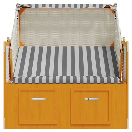 vidaXL Kosz plażowy z zadaszeniem, rattan PE i drewno, biało-szary