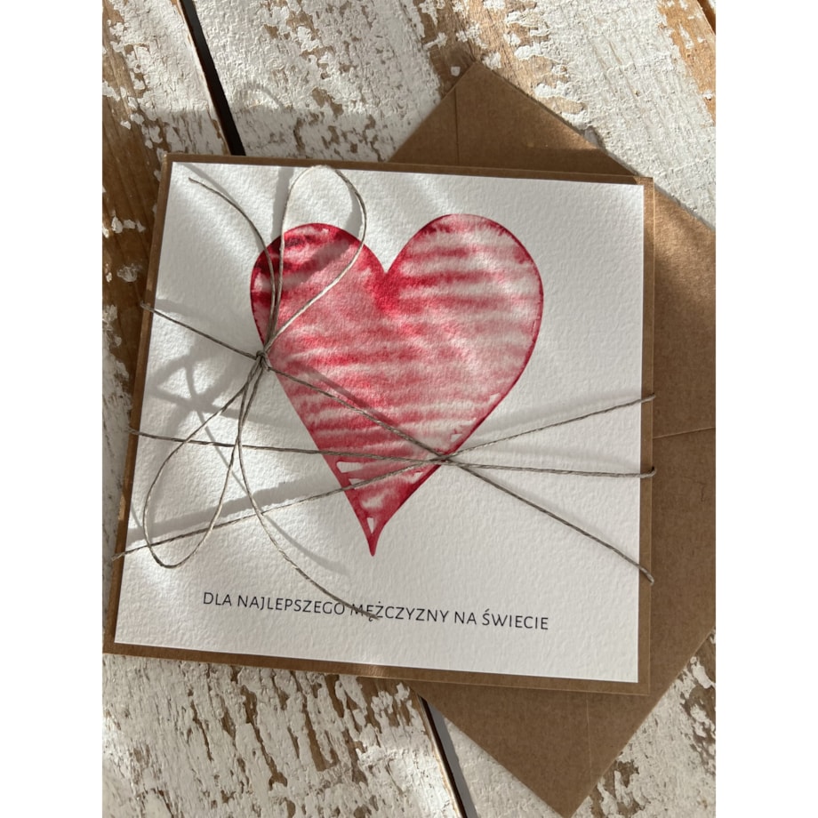 Wyjątkowa ręcznie robiona kartka na walentynki - walentynka z sercem
