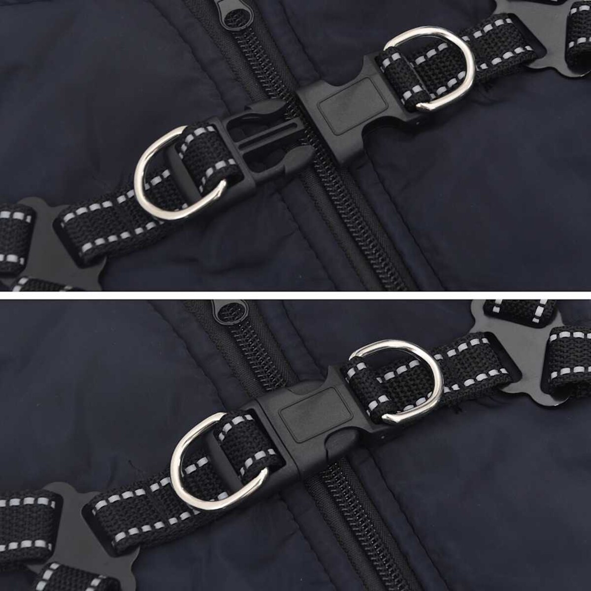 vidaXL Płaszcz dla psa z szelkami, wodoodporny, granatowy, L28