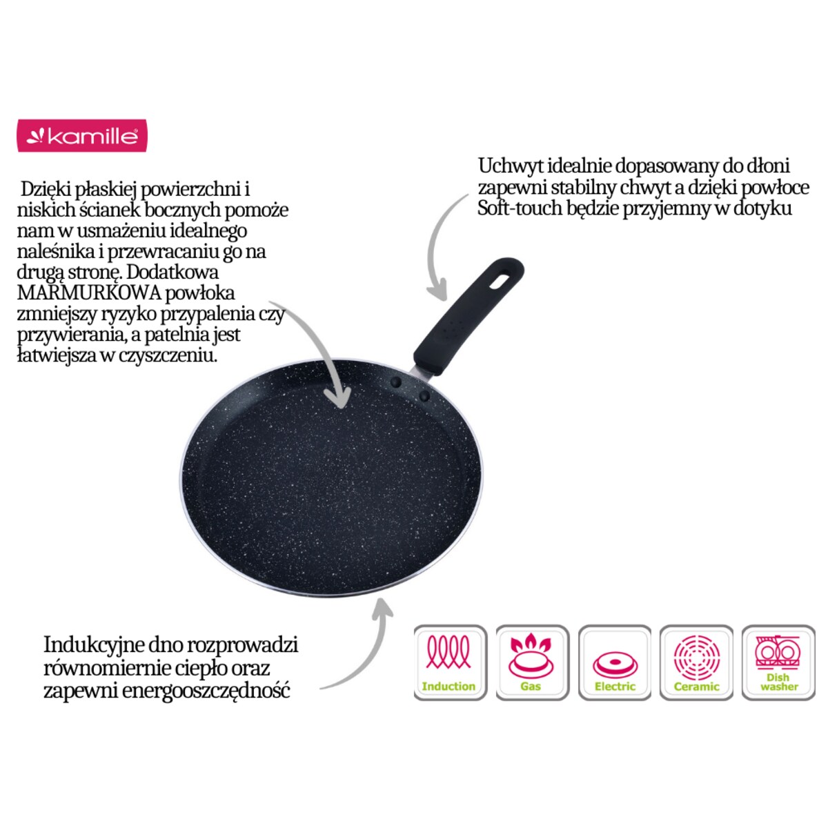 Patelnia do naleśników z powłoką marmurkową 28cm KAMILLE