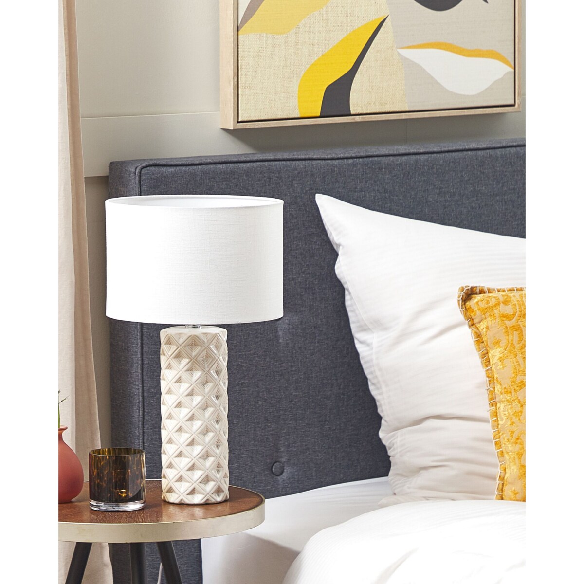 Lampa stołowa ceramiczna beżowa BALONNE