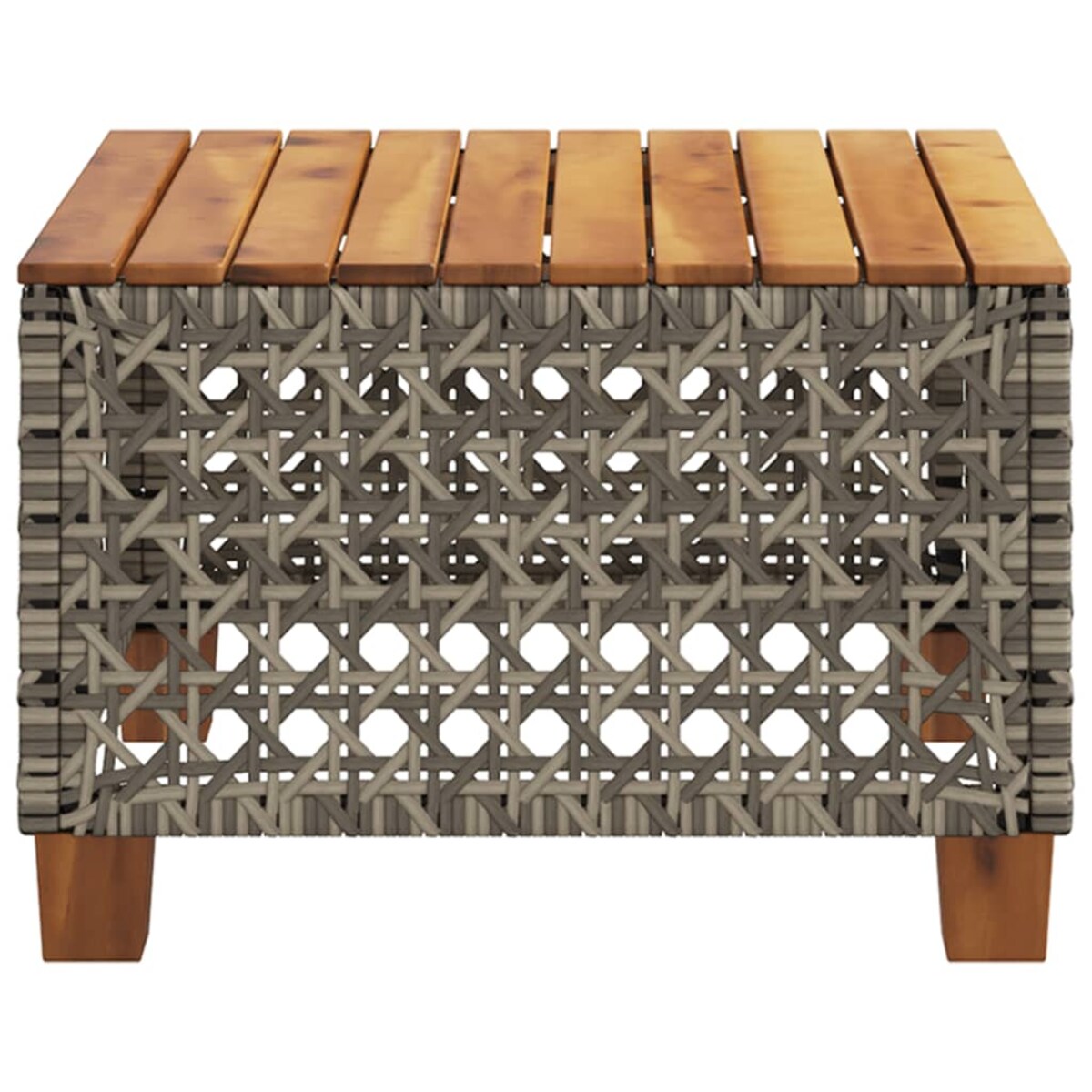 vidaXL Stolik ogrodowy, szary, 55x55x36 cm rattan PE i drewno akacjowe