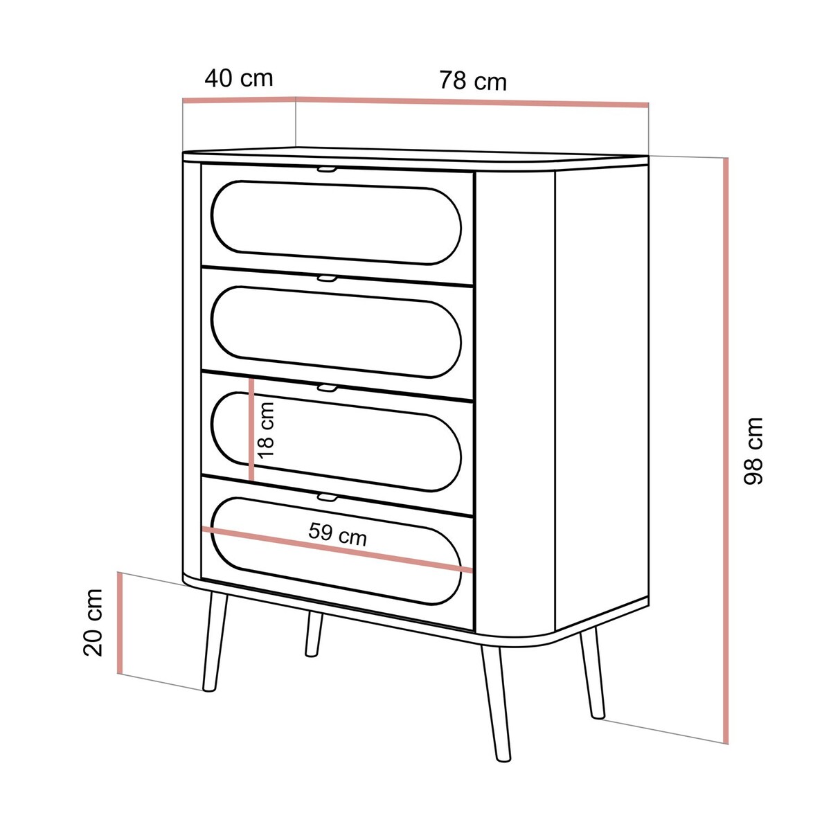 Komoda do sypialni 4S SHADOW z szufladami, czarna