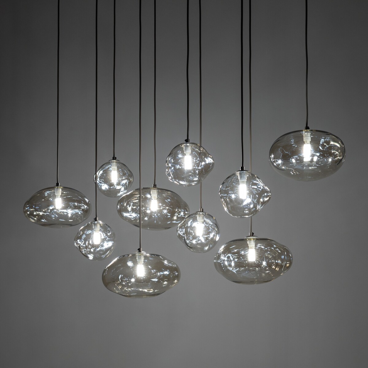 Lampa Wisząca Tk Lighting Nebia Brązowa Tytan 10Xg9 Koniakowe Klosze Nieregularne Szkło