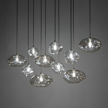 Lampa Wisząca Tk Lighting Nebia Brązowa Tytan 10Xg9 Koniakowe Klosze Nieregularne Szkło