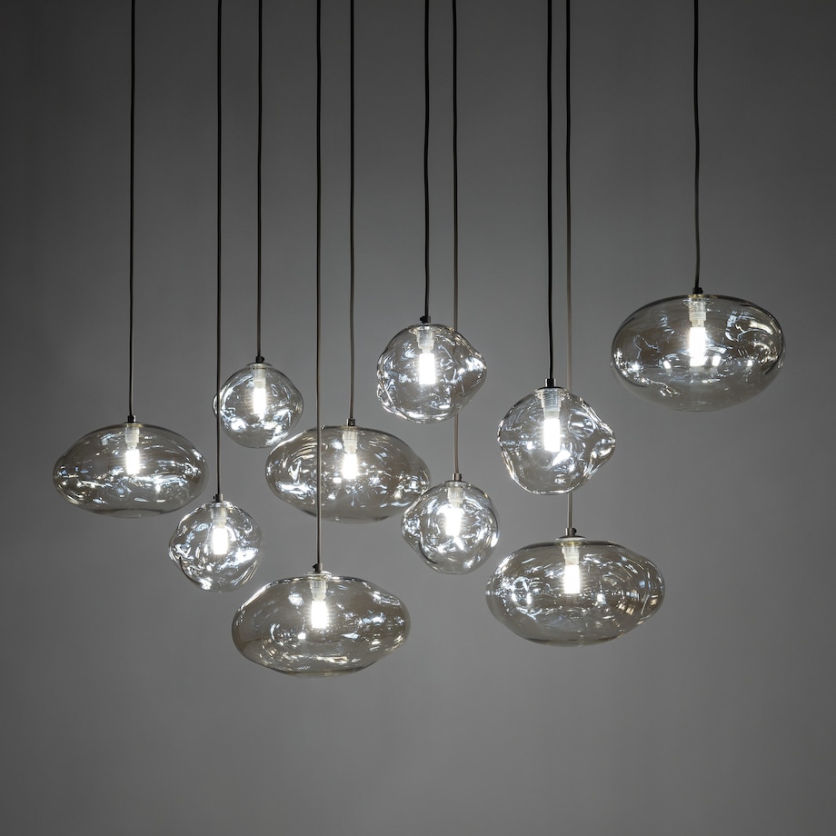 Lampa Wisząca Tk Lighting Nebia Brązowa Tytan 10Xg9 Koniakowe Klosze Nieregularne Szkło