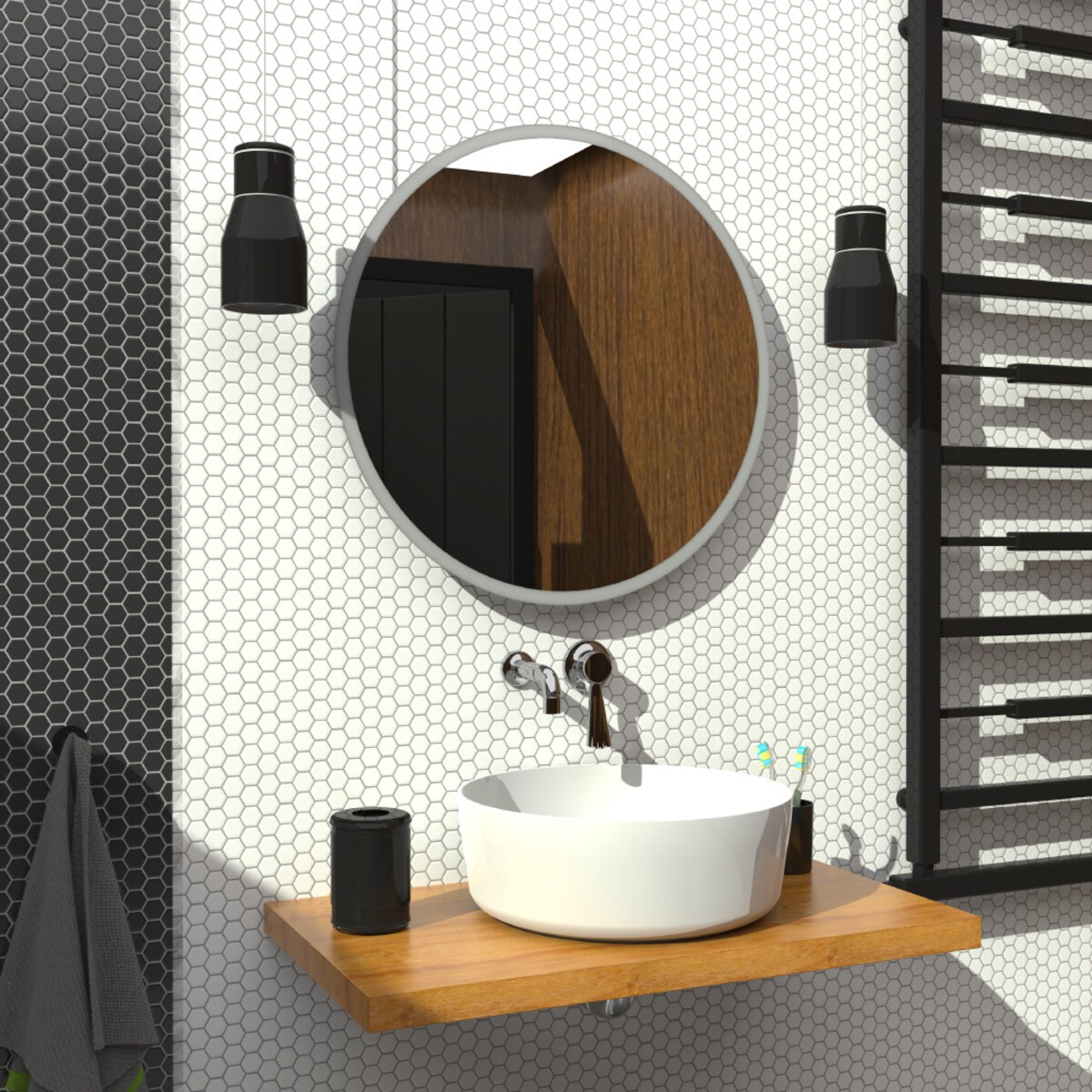 Lustro okrągłe LED z piaskowaniem – bez ramy - 60 cm