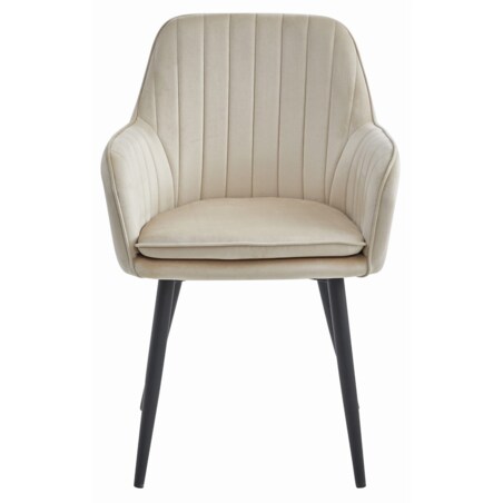 Krzesło Do Jadalni Kuchni Salonu Lugo - Aksamit Beż / Nogi Czarne