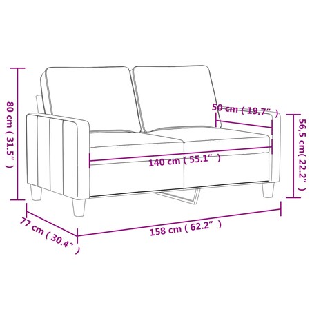 vidaXL 2-osobowa sofa, czarna, 140 cm, sztuczna skóra