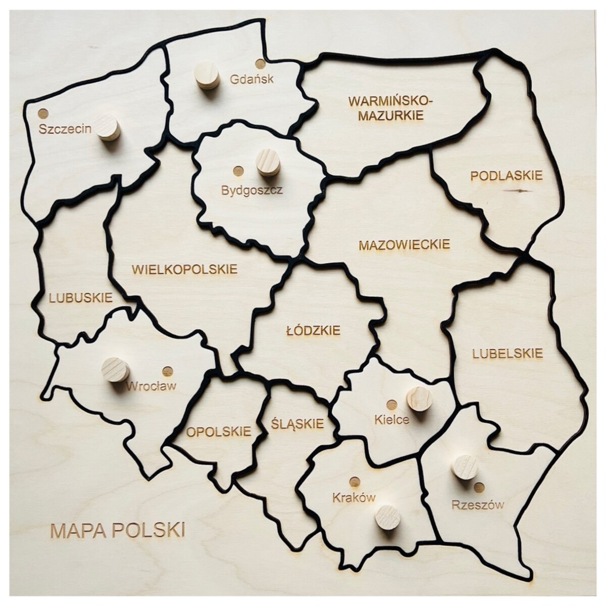 Duża drewniana MAPA POLSKI