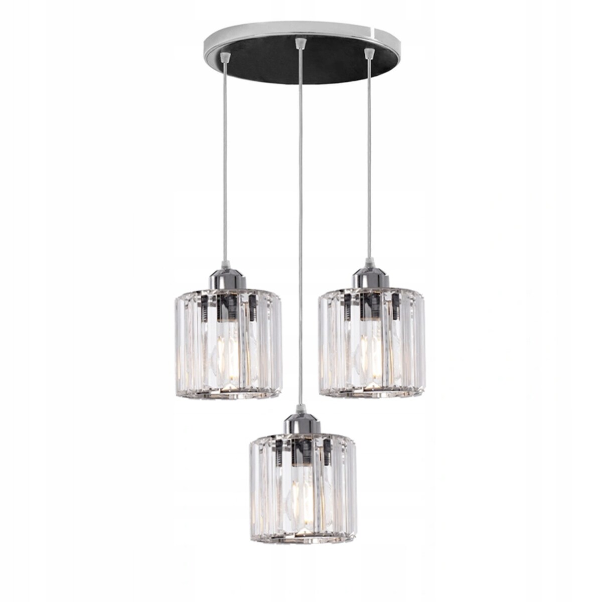 Lampa Wisząca Metalowa Okrągła Kryształ Szklana 3