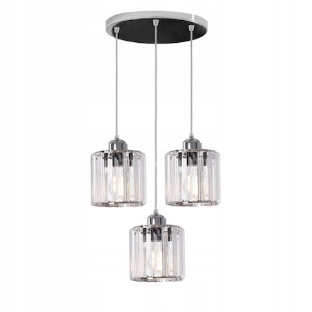 Lampa Wisząca Metalowa Okrągła Kryształ Szklana 3