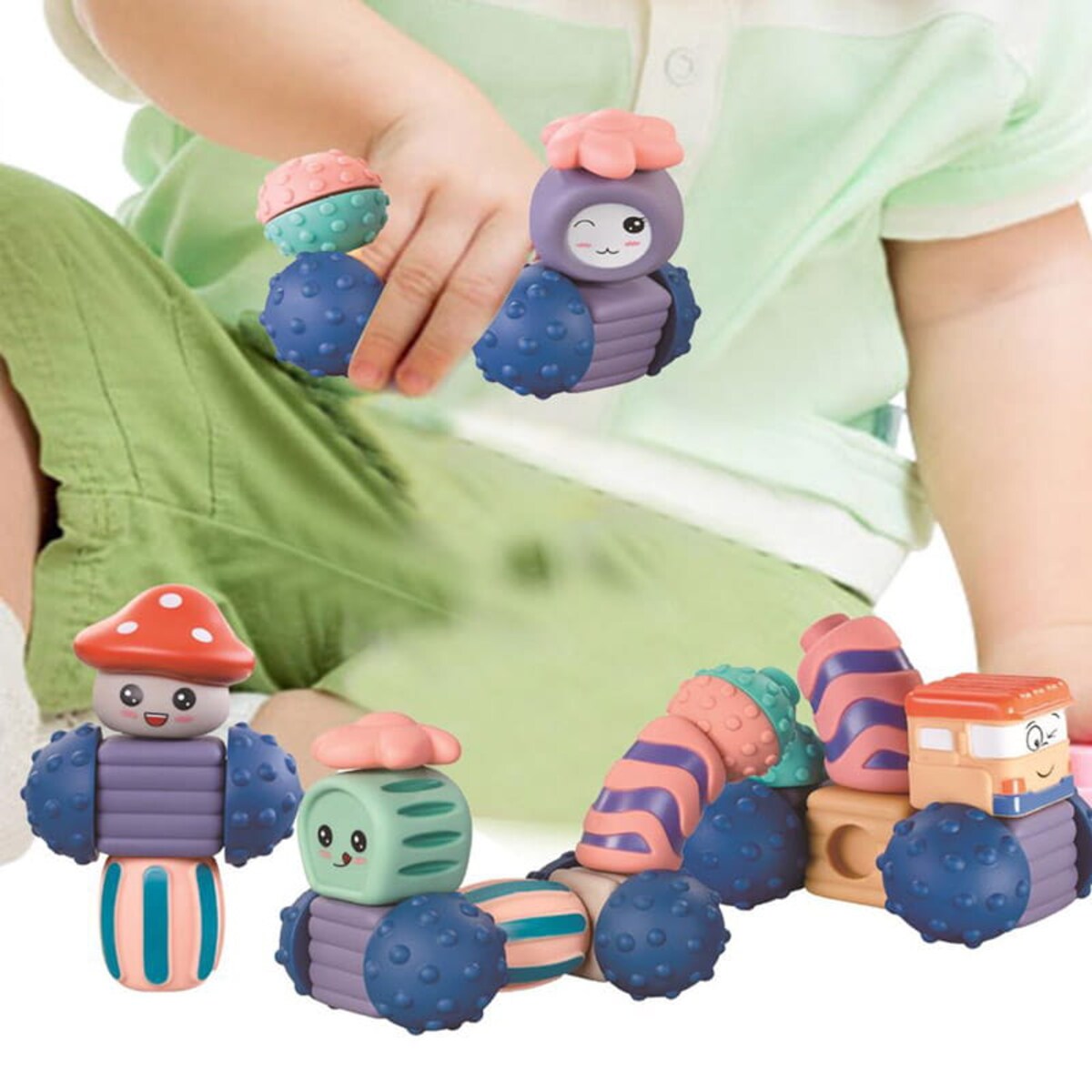 Robociki z Księżyca - miękkie klocki sensoryczne 12 elementów