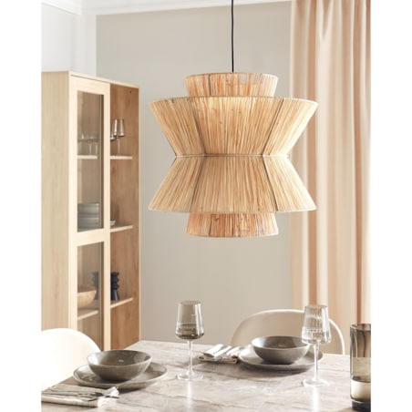 Lampa wisząca ze słomy naturalna TELAMBA