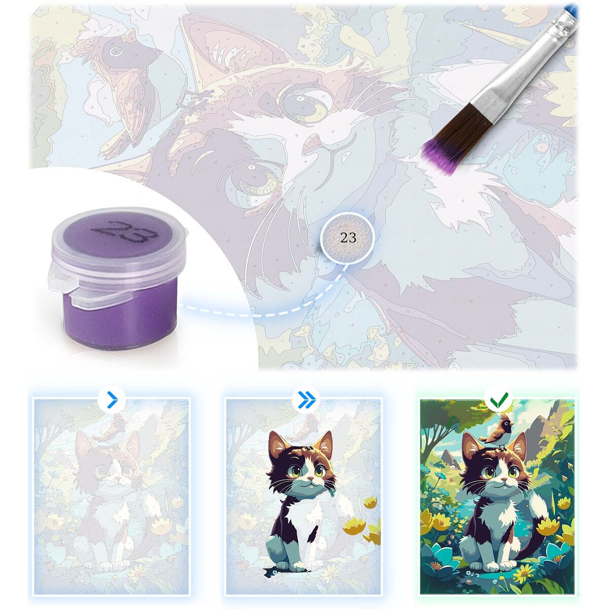 Malowanie po numerach obraz z ramą 40x50 Koty 4 Massido