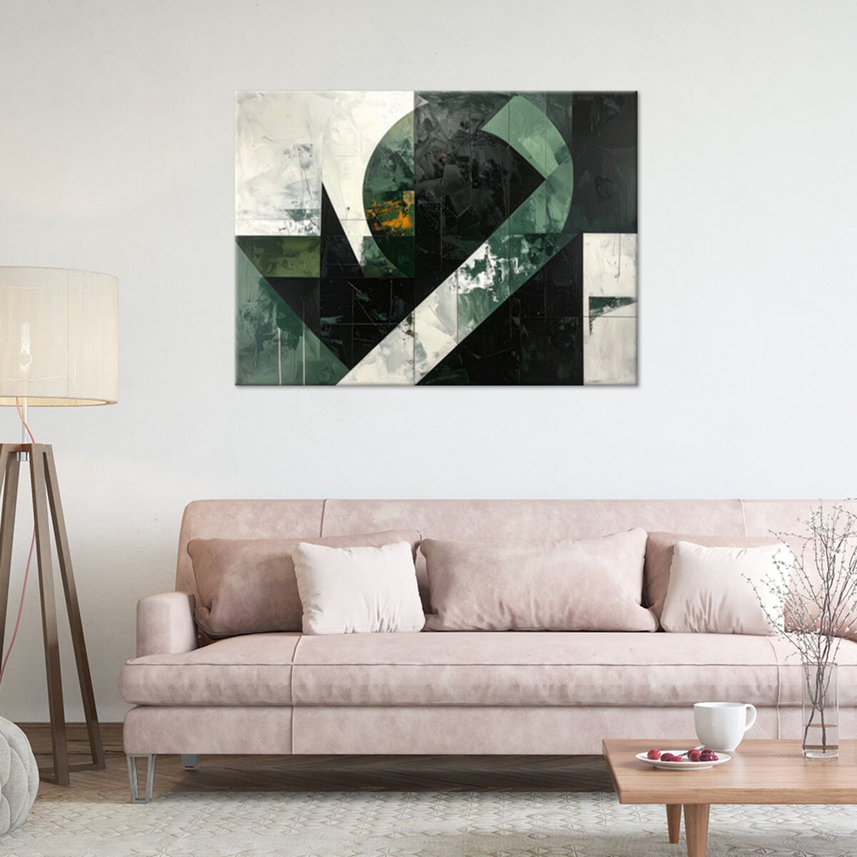 Obraz do salonu sypialni biura kuchni, Abstrakcja kształty zielony szary