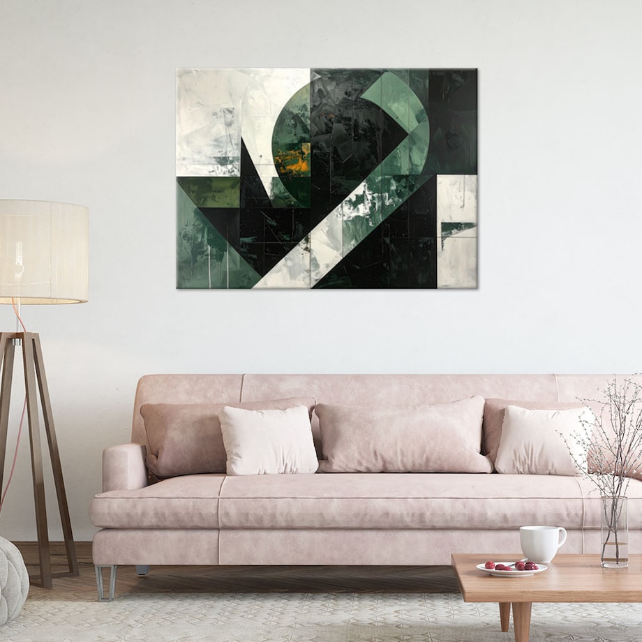 Obraz do salonu sypialni biura kuchni, Abstrakcja kształty zielony szary