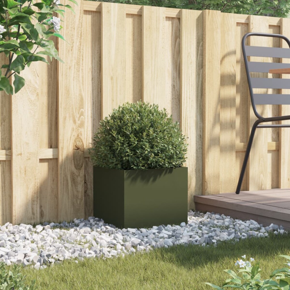 vidaXL Donica, oliwkowa, 32x30x29 cm, stal