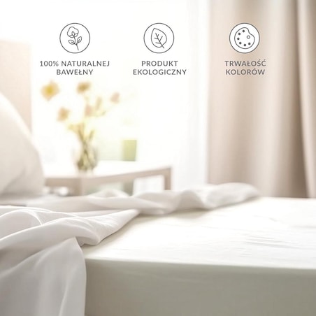 Prześcieradło bawełniane bez gumki 200x220 + dodatkowe 5cm po bokach białe
