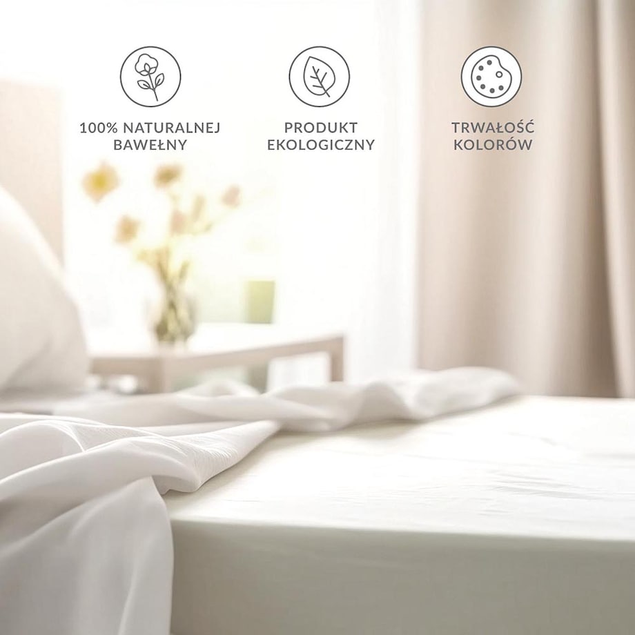 Prześcieradło bawełniane bez gumki 200x220 + dodatkowe 5cm po bokach białe