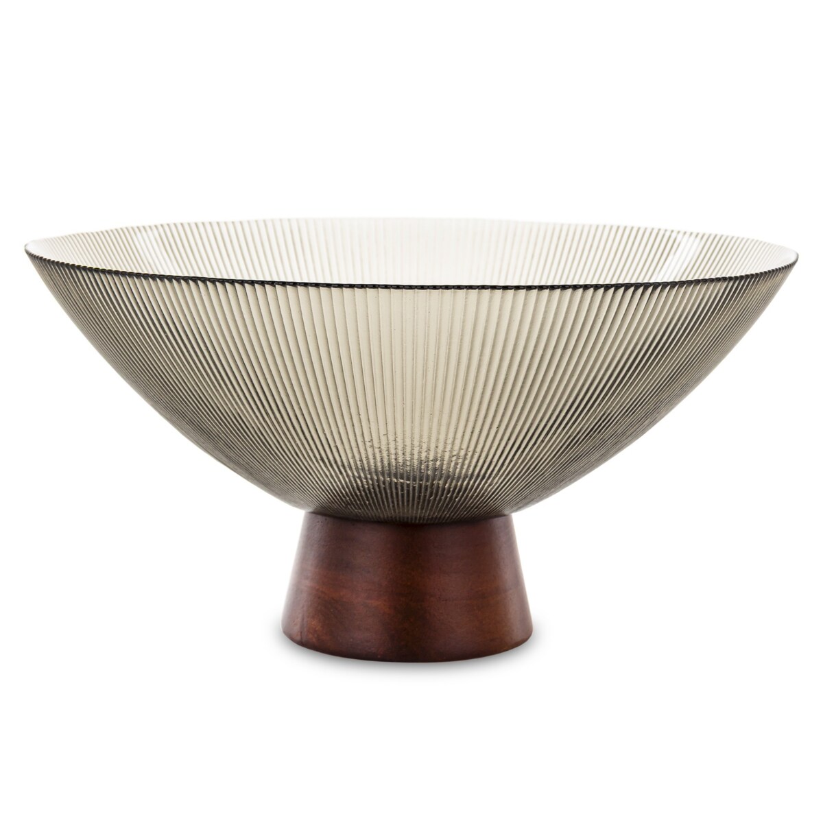 Patera szklana na podstawce 14x26,5x26,5 cm LAKSA-2 szara głęboka