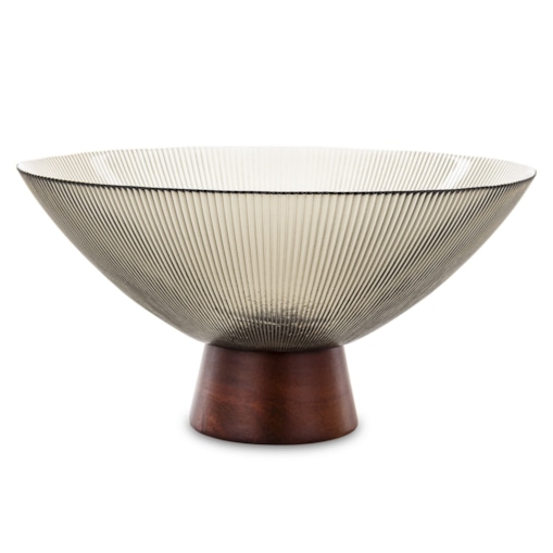 Patera szklana na podstawce 14x26,5x26,5 cm LAKSA-2 szara głęboka