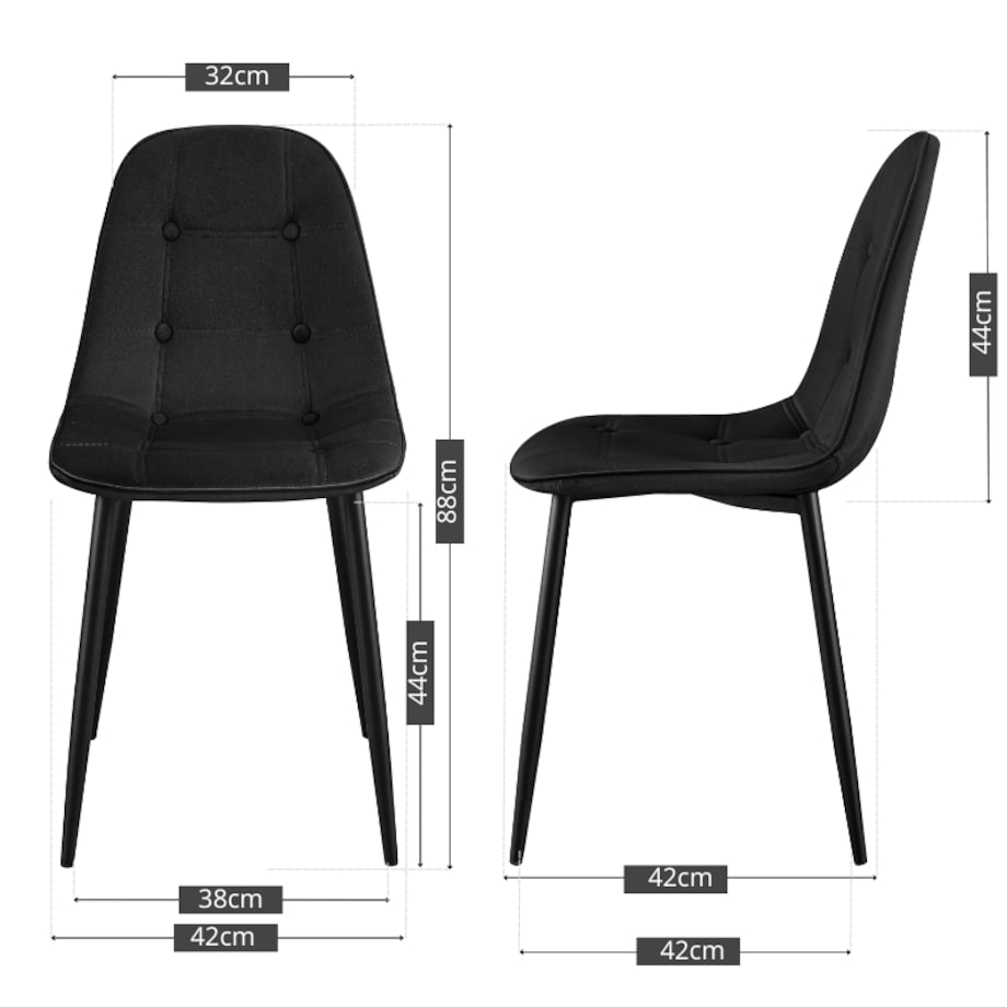 Krzesło tapicerowane czarne welurowe pikowane guziki do salonu