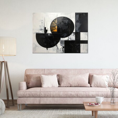 Obraz do salonu sypialni, Abstrakcja tekstura figury geometryczne czarny